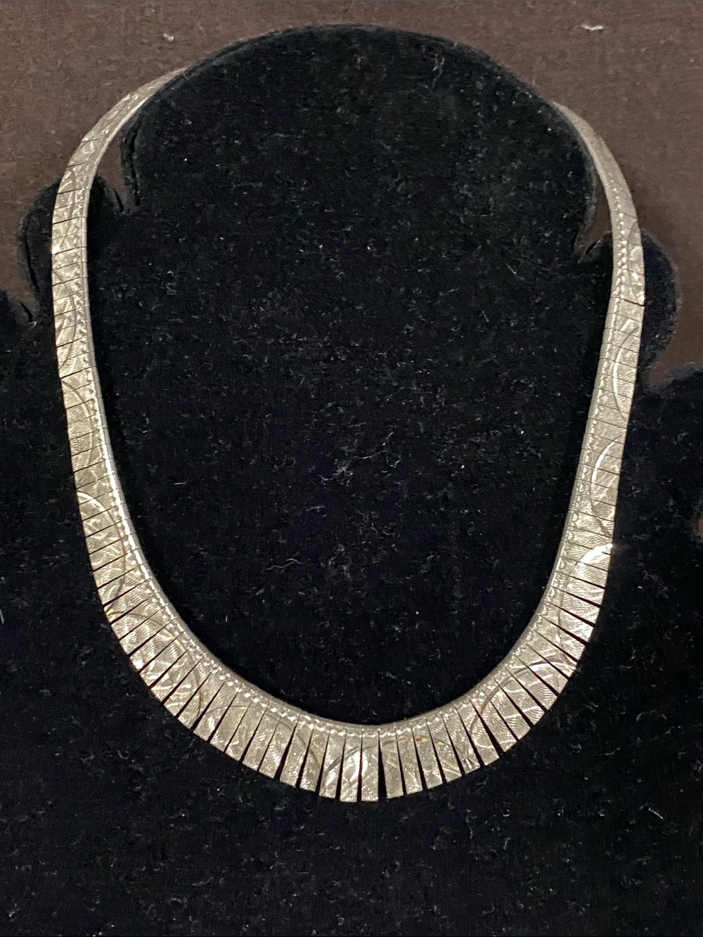 925 Silver Textured Collar 16” Necklace - Women Jewelry